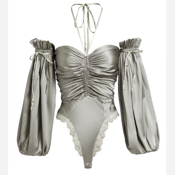 New Sleeping With Jacques Bronte Bodysuit Desert Sage Green Large 3 - Picture 1 of 3